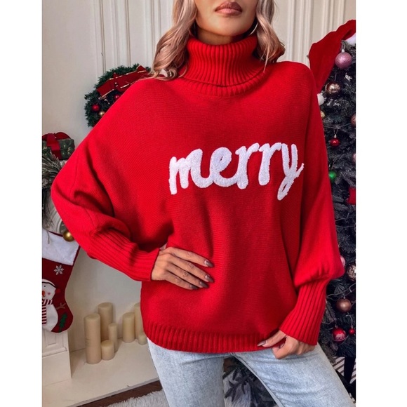 Christmas Red Turtleneck Sweater - Picture 5 of 7